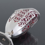 Victorian pierced sterling silver & cranberry glass cream jug
