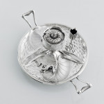 Victorian naturalistic sterling silver inkstand