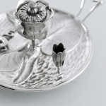 Victorian naturalistic sterling silver inkstand