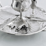 Victorian naturalistic sterling silver inkstand