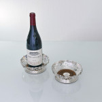 Pair of Victorian pierced & vine-decorated sterling silver wine coasters