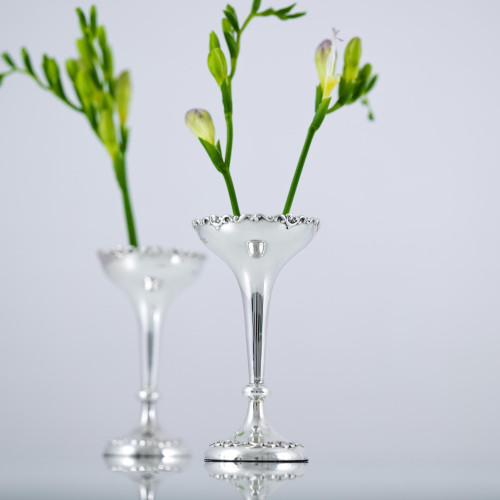 Pair of Edwardian antique sterling silver bud vases