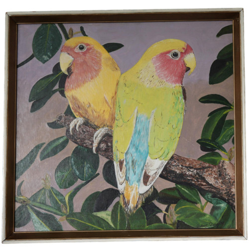 Oil on board, Love birds