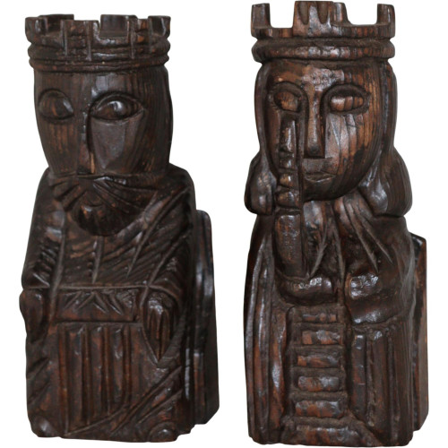 Decorative pair of carved wood figures