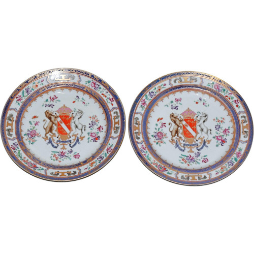 Pair of Samson Armorial porcelain plates