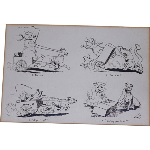 Pen and ink humorous cat drawings