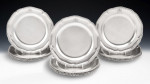 THE EARDLEY DINNER PLATES.  A very fine set of twelve early George III Dinner Plates made in London in 1766 by Sebastian & James Crespel