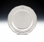 THE EARDLEY DINNER PLATES.  A very fine set of twelve early George III Dinner Plates made in London in 1766 by Sebastian & James Crespel