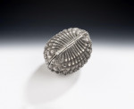 An exceptionally rare Naturalistic clam shell nutmeg grater made in Birmingham in 1863 by Hilliard & Thomason.