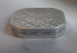 A very rare George III antique silver Spitalfields Silk engraved Snuff Box made in Birmingham in 1802 by Samuel Pemberton.