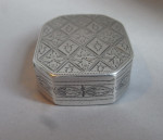 A very rare George III antique silver Spitalfields Silk engraved Snuff Box made in Birmingham in 1802 by Samuel Pemberton.