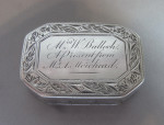 A very rare George III antique silver Spitalfields Silk engraved Snuff Box made in Birmingham in 1802 by Samuel Pemberton.