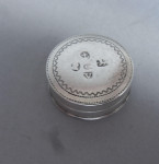An extremely rare George III Counter box and four counters made in Birmingham in 1793 by Joseph Willmore.