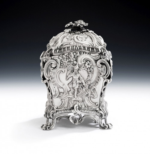 An extremely fine & rare early George III Chinoiserie Tea Caddy made in London in 1765 by John Langford & John Sebille.
