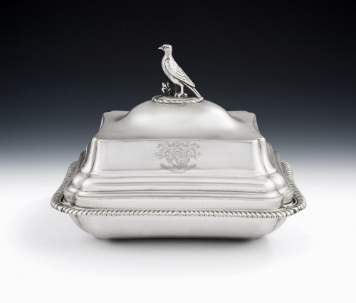 An exceptional George III Covered Poultry Dish made in London in 1805 by Richard Cooke.