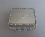 A very fine pair of William IV silver topped glass dressing boxes made in London in 1836 by Archibald Douglas.