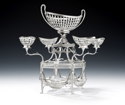An important George III Nine Basket "Harebell" Epergne made in London in 1796 by John Robins.