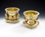The Lowther Castle Salt Cellars.  An important set of four George III Silver Gilt Salt Cellars made in London in 1803/1804 by Digby Scott & Benjamin Smith.
