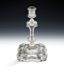 A very rare & important set of set of four George II Cast Rococo Four Seasons Candlesticks.  Made in London in 1738 by George Wickes.