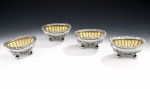 PAUL STORR.  An exceptional set of four George III Salt Cellars made in London in 1818 by Paul Storr.