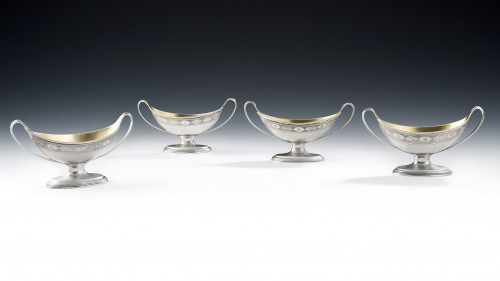 A fine set of four George III Salt Cellars made in London in 1789 by Robert Hennell.