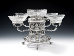 A most unusual George III SILVER AND GLASS TABLE CENTREPIECE MADE IN lONDON IN 1805 BY tHOMAS hAYTER.
