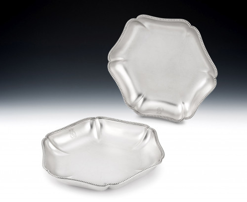 The Highclere Castle (Downton Abbey) Serving Dishes.  A very unusual pair of George III Hexagonal Serving Dishes made in London in 1782 by Daniel Smith & Robert Sharp.