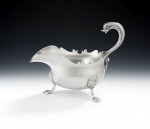 NEWCASTLE.  A very rare George II Rococo English Provincial Sauceboat made in Newcastle in 1748 by William Partis.