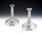 James II.  An important pair of James II Candlesticks made in London in 1686, maker's mark of TD in script, for Thomas Dymock.