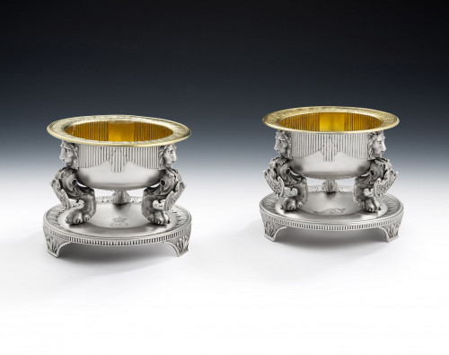 The Collection of the Earl of Lonsdale at Lowther Castle.  An important pair of George III Salt Cellars made in London in 1803 by Digby Scott & Benjamin Smith.