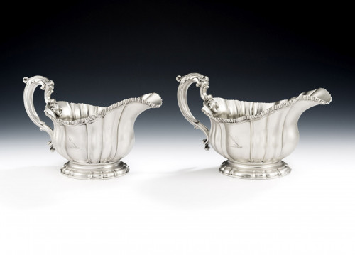 The Royal Silversmith Robert Garrard.  An exceptional pair of George IV Sauceboats made in London in 1824 by Robert Garrard.