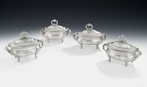 An outstanding set of four George III Sauce Tureens made in London in 1814 by Joseph Craddock & William Ker Reid.