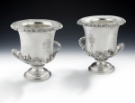 The Kinloch Wine Coolers.  An unusual pair of George IV Trailing Vine Wine Coolers made in London in 1827 by William Eley II.