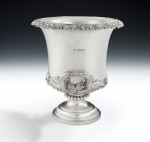 The Kinloch Wine Coolers.  An unusual pair of George IV Trailing Vine Wine Coolers made in London in 1827 by William Eley II.