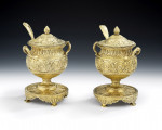 An important pair of George III Silver Gilt Sugar Vases & Covers made in London in 1810 by Benjamin & James Smith.