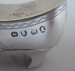 A very rare George III Twin Compartment Snuff/Patch Box unusually modelled as a Shoe.  Made in London in 1807 by William Williams II.