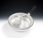 An important pair of silver divided warming dishes, and covers, from the collection of the 2nd Earl of Eldon.  Made in London in 1841 by Richard Sibley II.