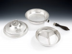 An important pair of silver divided warming dishes, and covers, from the collection of the 2nd Earl of Eldon.  Made in London in 1841 by Richard Sibley II.