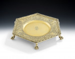 ROYAL - An important George IV Silver Gilt Hexagonal Salver made in London in 1825 by Edward Farrell.