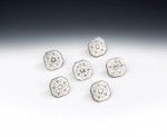 ELIZABETH I.  A very rare set of Elizabeth I Tudor Rose Buttons made in London circa 1597, Maker's mark of HB Conjoined.