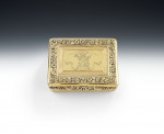An important George IV Silver Gilt Armorial Snuff Box made in London in 1820 by Samuel Pemberton