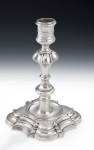 SUSSANAH HATFIELD.  An extremely fine and rare pair of George II Cast Candlesticks made in London in 1740 by Sussanah Hatfield.