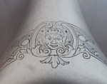 An extremely fine, and unusually engraved, early George II Pap Boat made in London in 1728