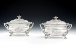 An exceptional set of four George III Heraldic Sauce Tureens made in London in 1810 by Benjamin & James Smith.