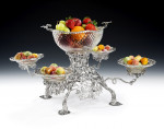 A very unusual early George III silver and glass Centrepiece/Epergne made in London in 1764 by John Henry Vere & William Lutwyche.