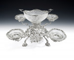 A very unusual early George III silver and glass Centrepiece/Epergne made in London in 1764 by John Henry Vere & William Lutwyche.