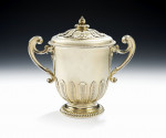 The Gorges Cups & Covers.  An important pair of early Queen Anne Britannia Standard Silver Gilt Cups and Covers from the Gorges Plate.  Made in London in 1702 by Pierre Platel.