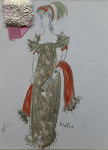 Cecil Beaton - Costume Design for a Red and Gold Gown