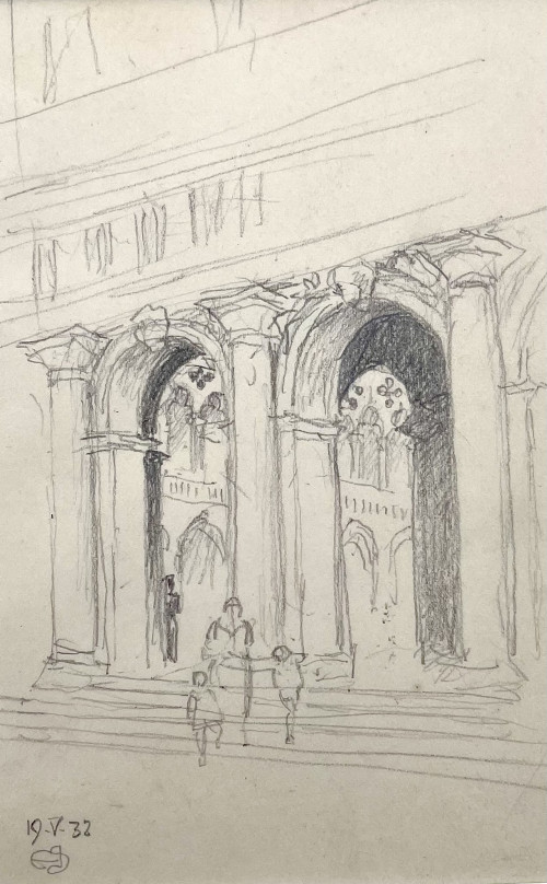Joseph Southall - Through the Arches of the Piazza, Venice