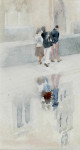 Figures Walking beside Water